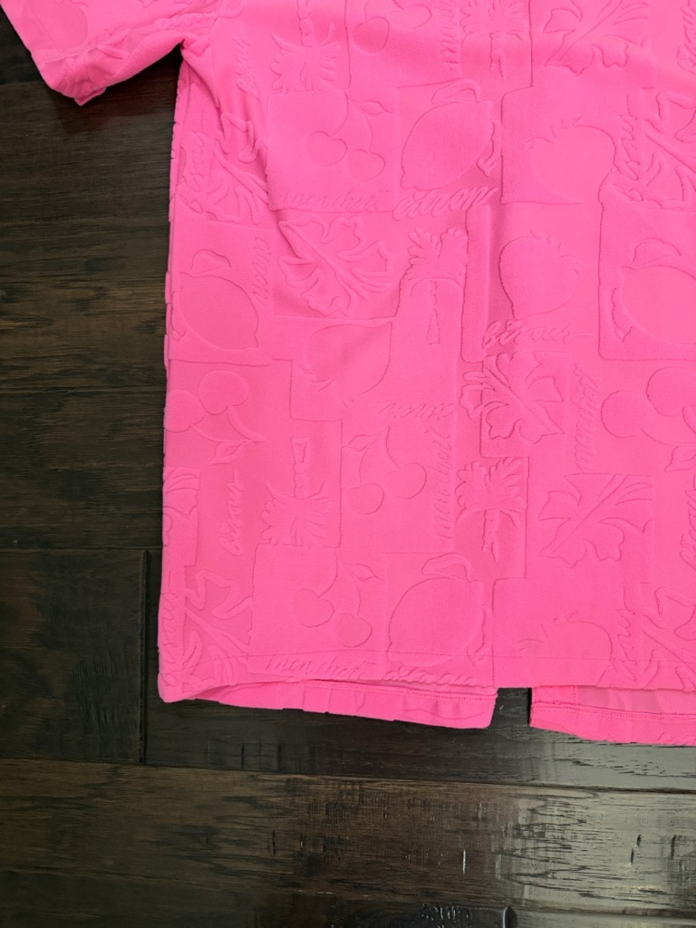 Beach Riot Neon Pink Mabel Embossed Terry Short Sleeve Swim Cover Up Top L - Picture 11 of 12